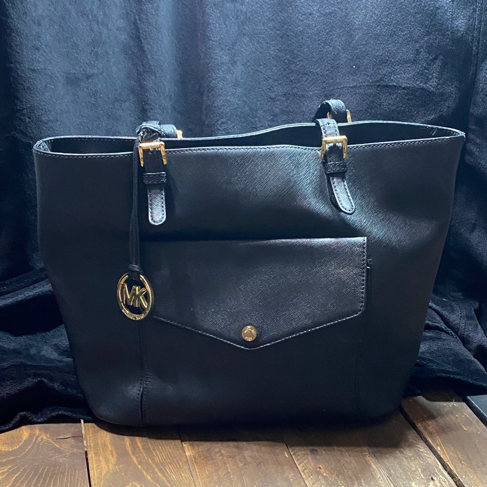 Michael Kors Black Tote with Gold Accents